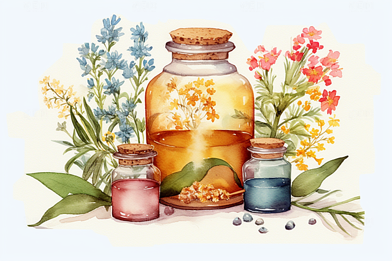 板蓝根中药材药方插画