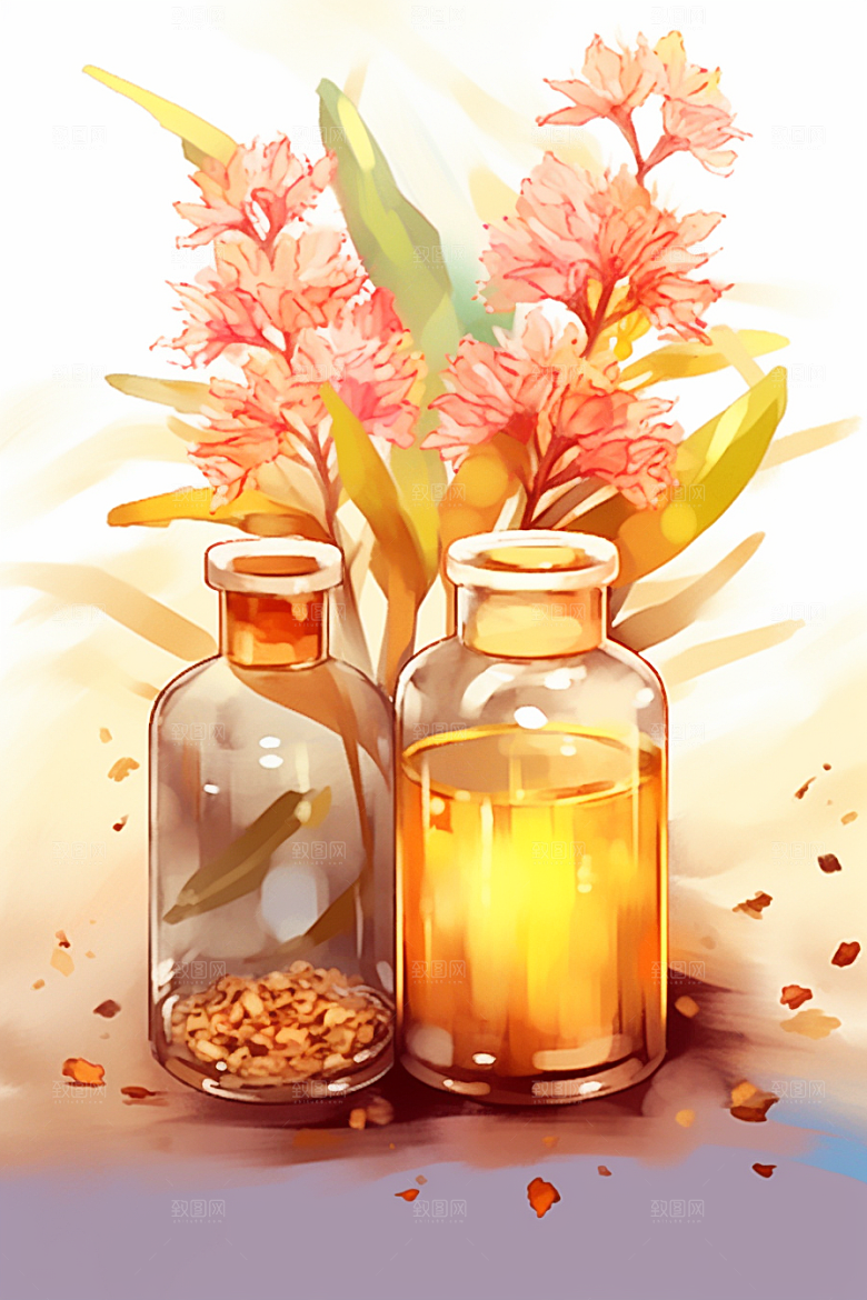 板蓝根医学中药材插画