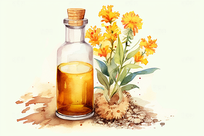板蓝根养生中草药插画