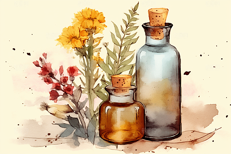 板蓝根植物手绘插画
