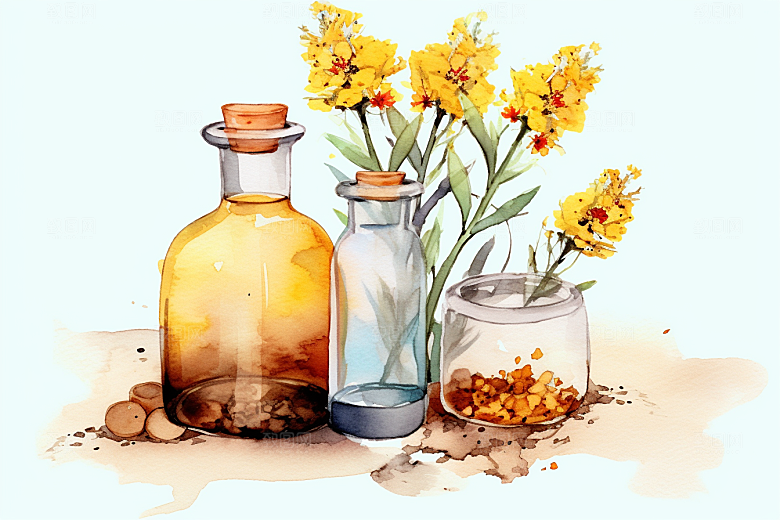 板蓝根保健中医插画