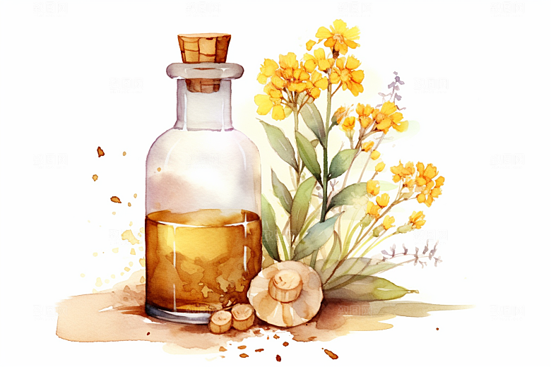 板蓝根中草药养生插画