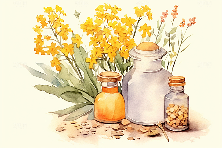 板蓝根药方医疗插画