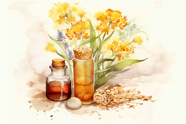 板蓝根医疗养生插画