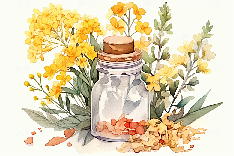 板蓝根保健手绘插画