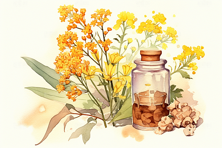 板蓝根中医药方插画
