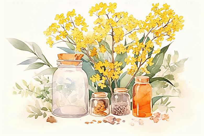 板蓝根中药材中医插画