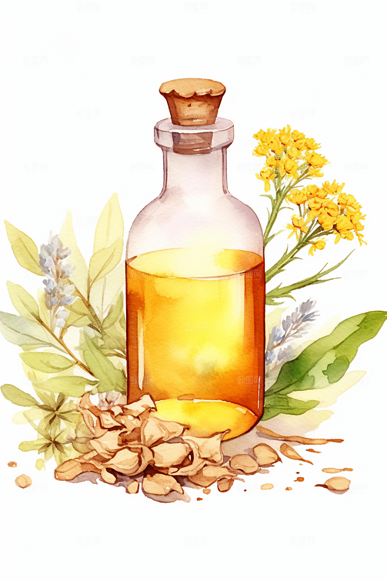 板蓝根手绘中草药插画