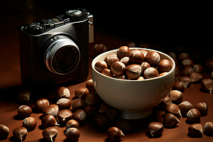 板栗榛子高清食品摄影图