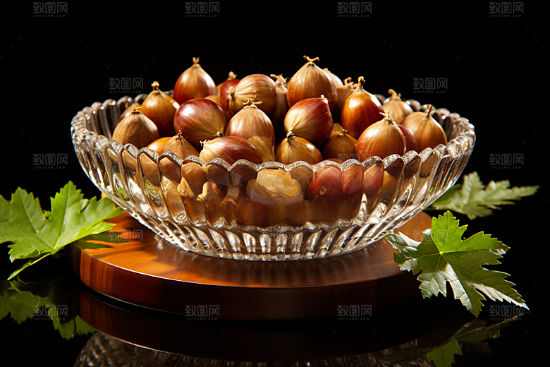 板栗榛子糖炒栗子秋日摄影图