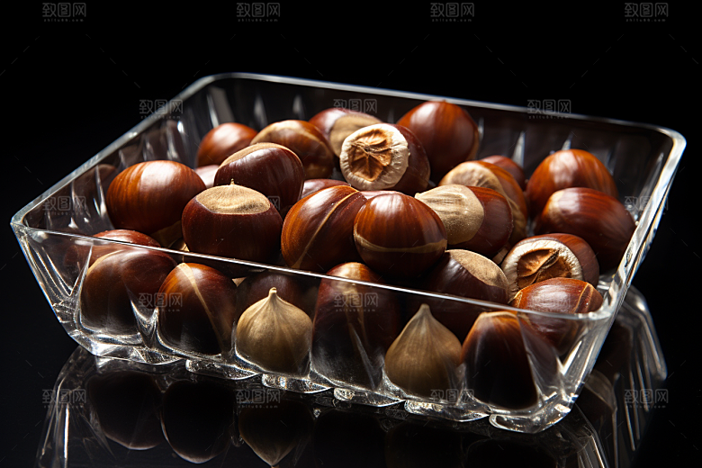 板栗榛子食品高清摄影图