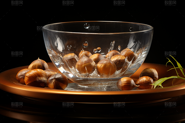 板栗榛子美食秋日摄影图
