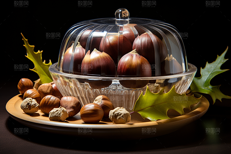 板栗榛子美味美食摄影图