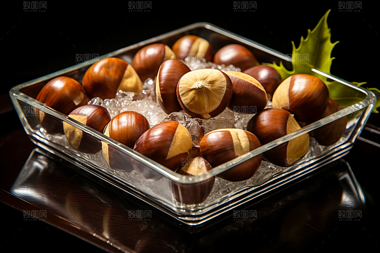 板栗榛子美食美味摄影图