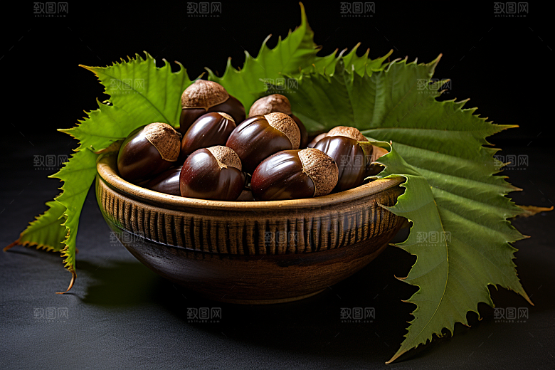 板栗榛子糖炒栗子高清摄影图