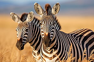 斑马自然非洲草原摄影图