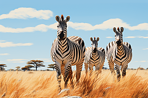 斑马非洲草原野生动物摄影图