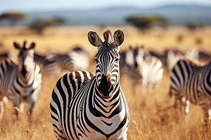 斑马非洲草原野生动物摄影图