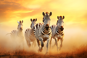 斑马野外非洲草原摄影图