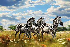 斑马环保非洲草原摄影图