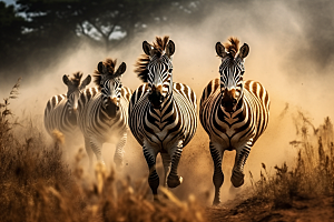 斑马野生动物非洲草原摄影图