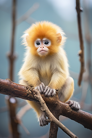 滇金丝猴国家一级保护动物高清摄影图
