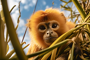 滇金丝猴猴子野外摄影图