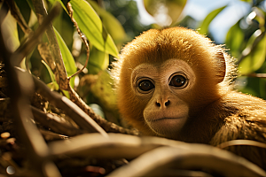滇金丝猴国家一级保护动物猴子摄影图