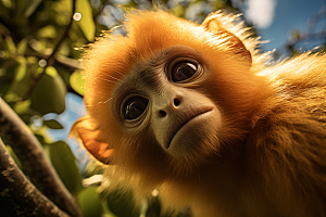滇金丝猴生态国家一级保护动物摄影图