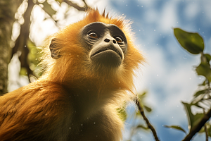 滇金丝猴灵长类生态摄影图
