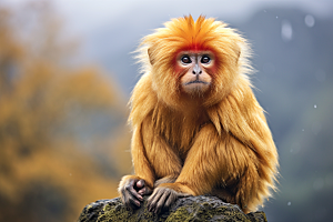 滇金丝猴野外环保摄影图