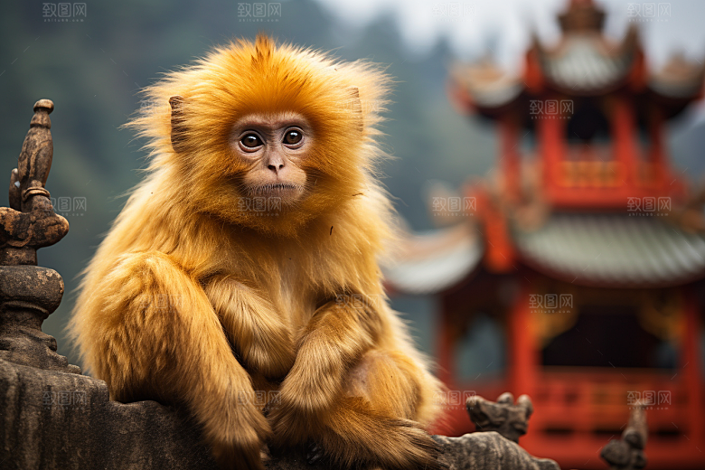滇金丝猴野生动物环保摄影图