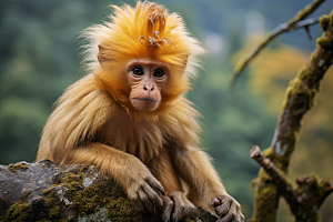 滇金丝猴野外猴子摄影图