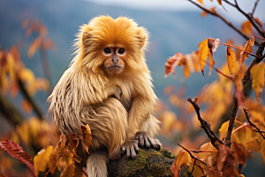 滇金丝猴野生动物灵长类摄影图