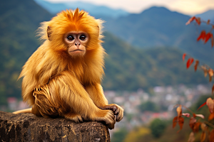 滇金丝猴国家一级保护动物自然摄影图