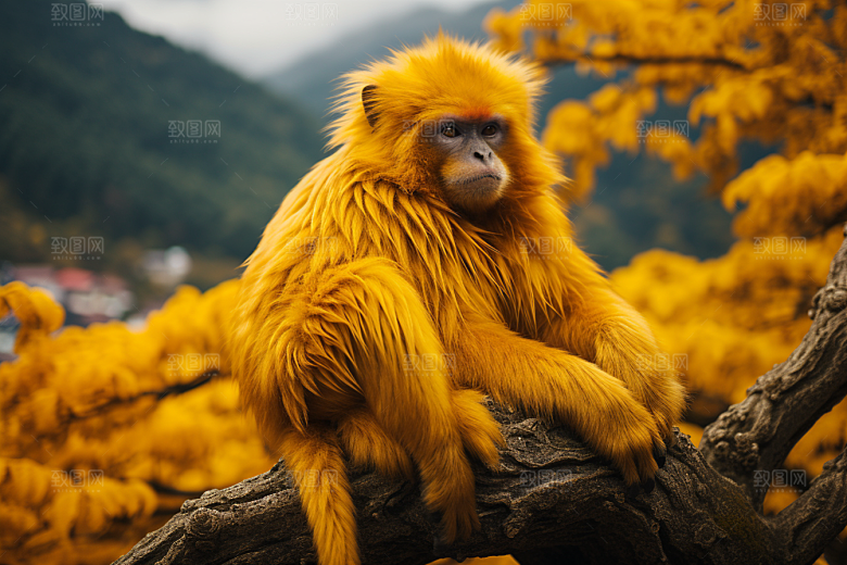 滇金丝猴环保猴子摄影图