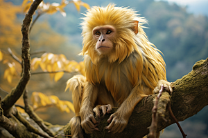 滇金丝猴生态野生动物摄影图