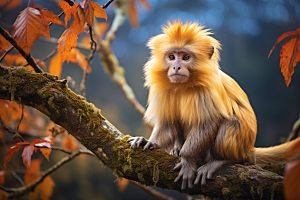 滇金丝猴国家一级保护动物野生动物摄影图