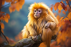 滇金丝猴国家一级保护动物生态摄影图