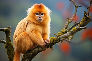 滇金丝猴生态猴子摄影图