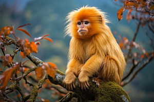 滇金丝猴国家一级保护动物猴子摄影图