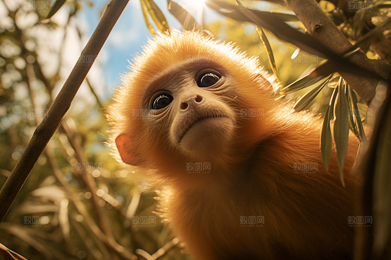 滇金丝猴环保野外摄影图