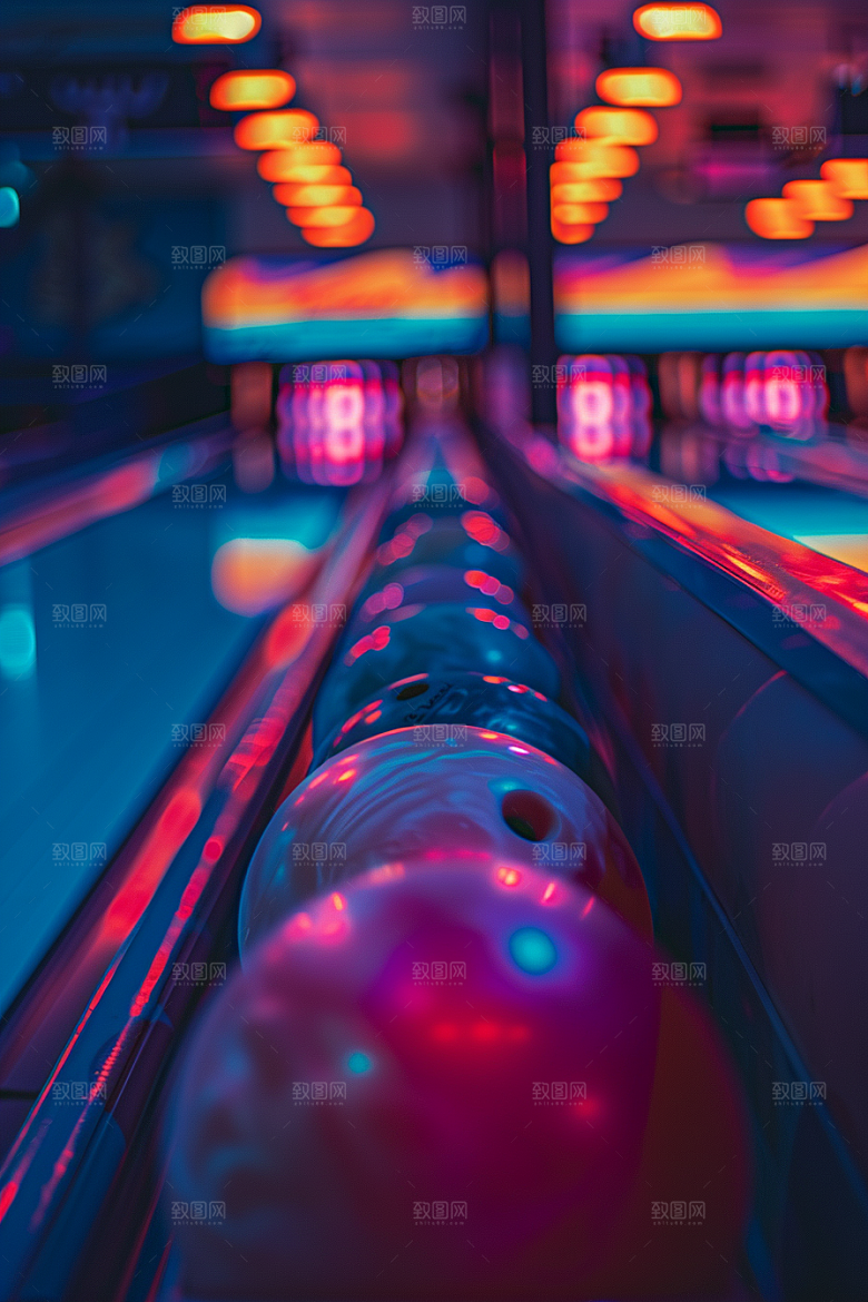 保龄球室内运动球瓶摄影图