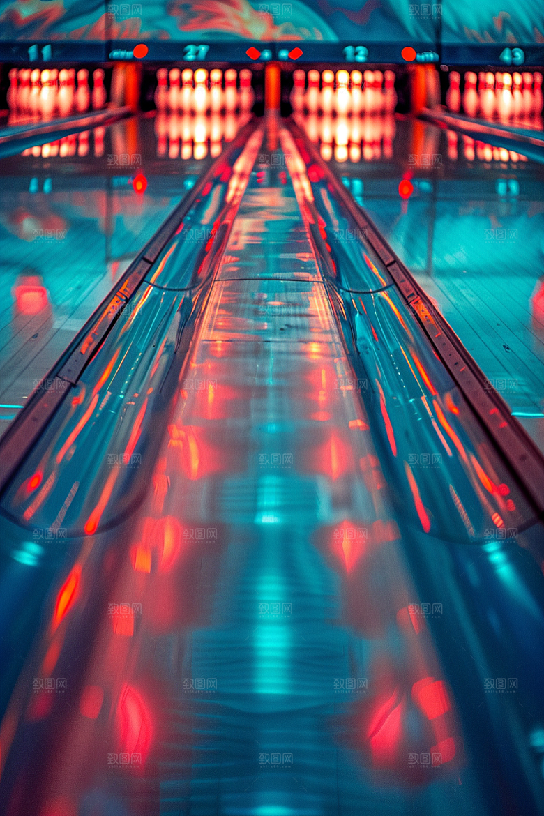 保龄球高清球道摄影图