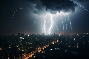 暴雨闪电自然现象恶劣天气摄影图