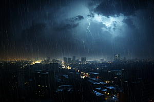 暴雨闪电极端天气自然现象摄影图
