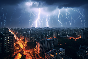 暴雨闪电气象恶劣天气摄影图