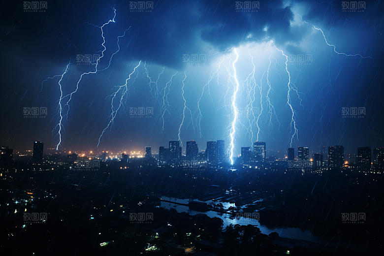 暴雨闪电雷雨雷暴摄影图