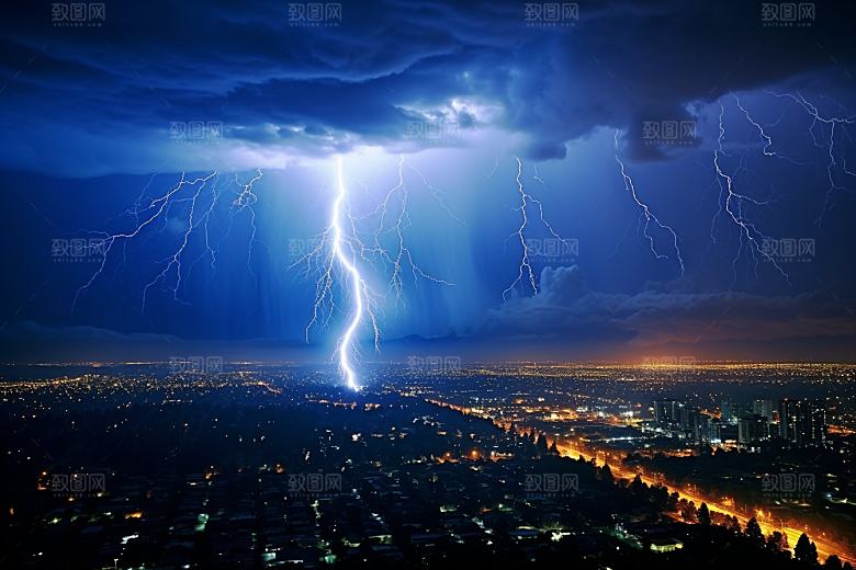 暴雨闪电高清自然现象摄影图