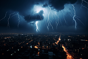 暴雨闪电雷暴电闪雷鸣摄影图